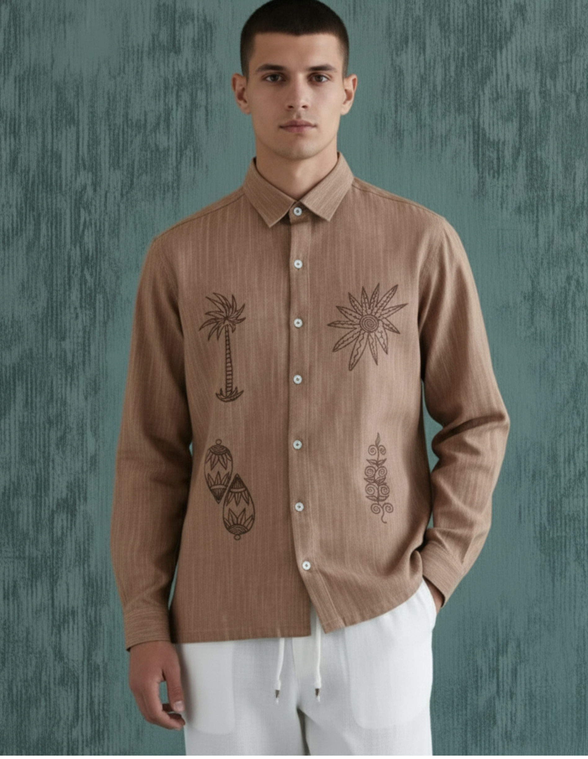 The Earthbound - Embroidery Linen Shirt